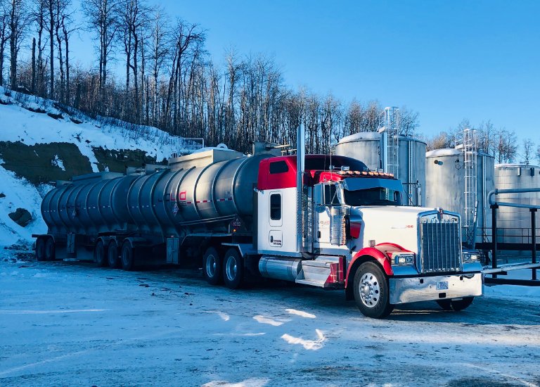 Tanker truck at Alberta tank farm