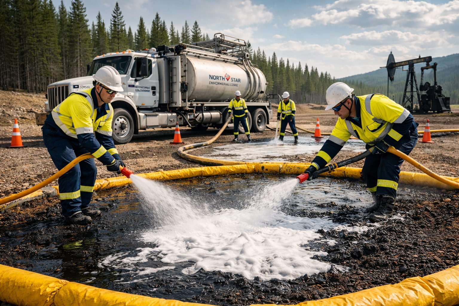 PinkWater oil spill cleanup in action